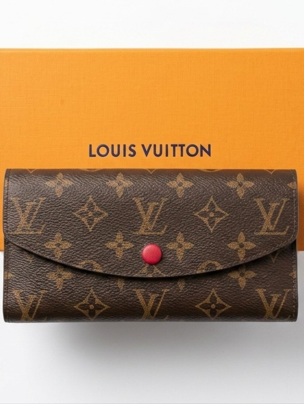 ♥️ High-end Brown Monogram + Red 4 Card Holder Wallet w/Box + Dust Bag